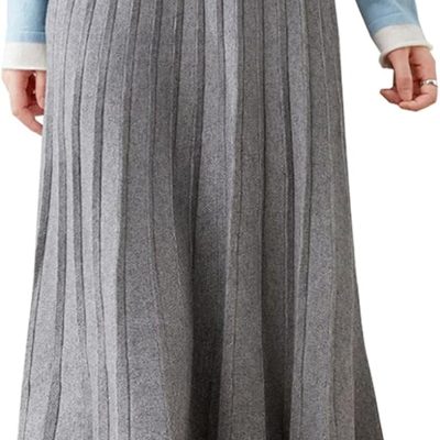 Women's Pleated Knit Sweater Midi Skirts