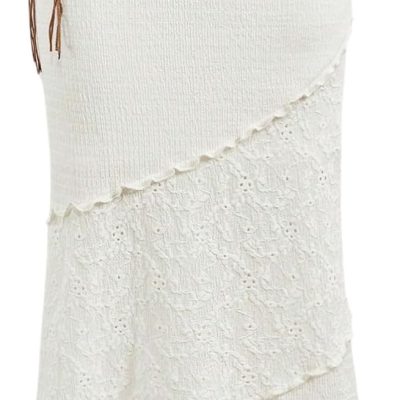 Women's Y2K Summer Boho Bodycon Long Skirts Crochet Knitted Lettuce Trim Midi Skirt with Belt