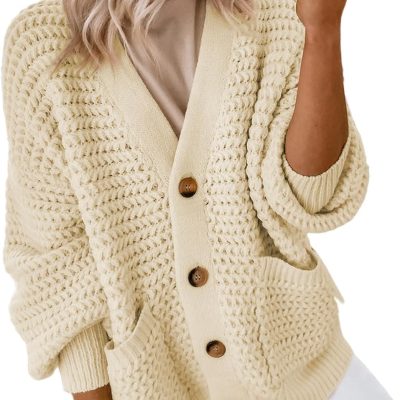 women 2025 Fashion Casual Open Front Long Sleeve Chunky Knit Cardigans Sweaters Outerwear Coats