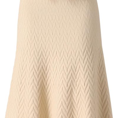 Women's Ribbed Knit A-Line Skirts Elastic High Waist Stretchy Sweater Midi Skirt