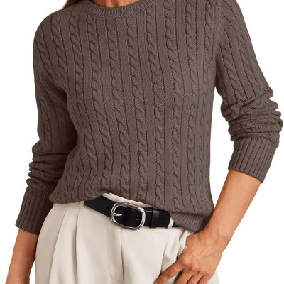 Cable Knit Sweater Women Soft Pullover Lightweight Ladies Business Casual Trendy Sweaters 2025
