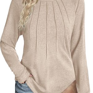 Women Long Sleeve Shirts Casual Tops Blouses Fashion Plea Tunic Fall Clothes 2025