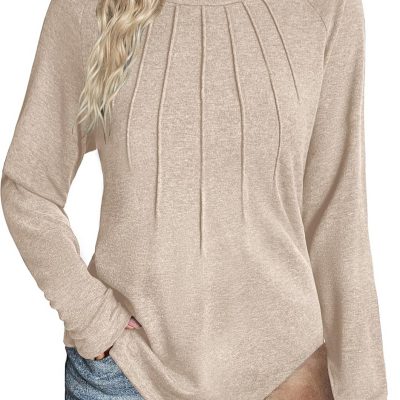 Women Long Sleeve Shirts Casual Tops Blouses Fashion Plea Tunic Fall Clothes 2025