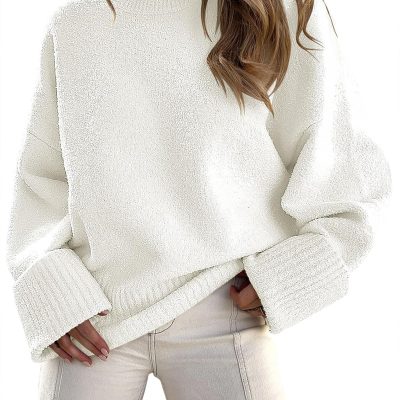 Women Oversized Crewneck Long Sleeve Fuzzy Knit Casual Chunky Warm 2025 Fall Pullover Sweaters Top Trendy Outfits