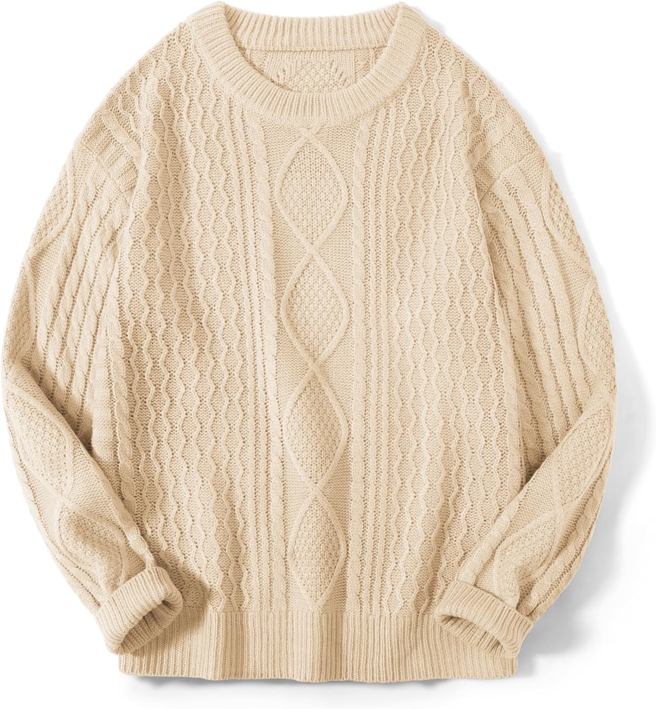 Cable Knit Sweater Women Crewneck Long Sleeve Sweater 2025 Fall Chunky Vintage Pullover Tops