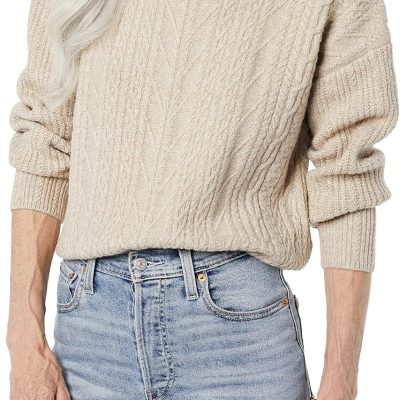 women Cable Knit Sweater, Soft-Touch Modern Crewneck, Plus Size Available